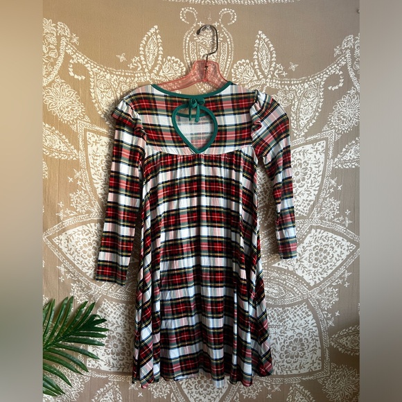 Free Birdees Holiday Christmas Plaid Bamboo Twirl Dress Girls Size 8 - Picture 5 of 5